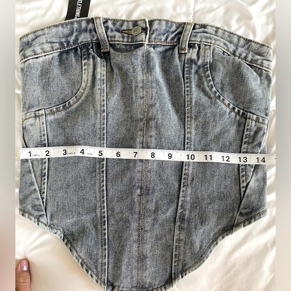 PrettyLittleThing Denim Crop Top size 6 - Picture 2 of 8